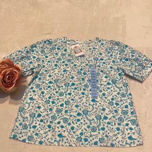 DRAPER JAMES NWT Size L Blue & White Lightweight Top 100% Cotton